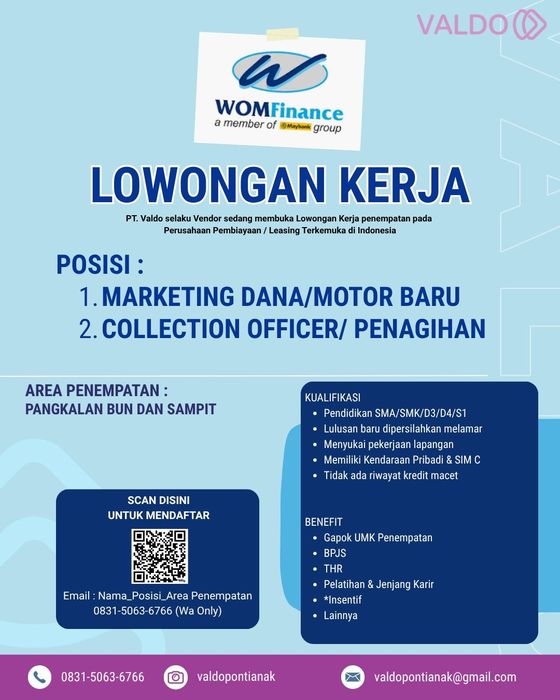 Flyer lowongan Marketing Dana / Motor Baru