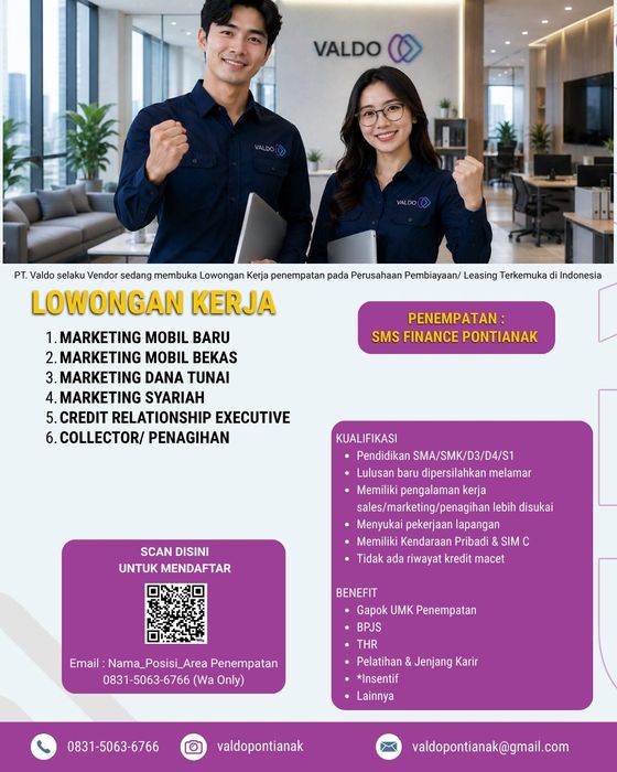 Flyer lowongan Marketing Mobil Baru